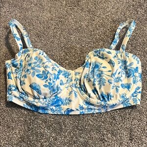 Wild Fable Floral Blue and White Bustier Top
